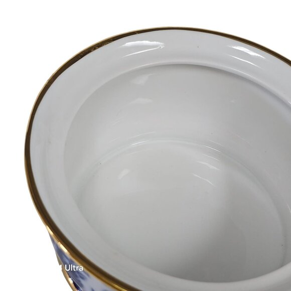 Vintage Royal Danube Calico Flow Cobalt Blue Roses Sugar Bowl Candy Dish w/ Lid - Picture 8 of 12